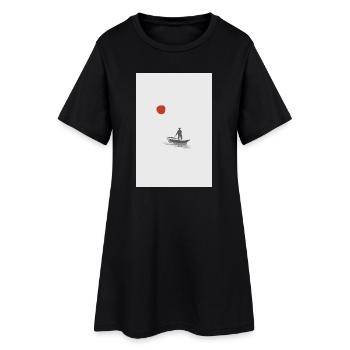 Red Sun Serenity – Japanese Minimal Art - Frauen T-Shirt-Kleid - Schwarz - Vorne