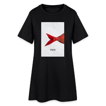 Fresh Fisch Minimal Design Modern - Frauen T-Shirt-Kleid - Schwarz - Vorne