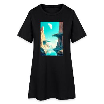 Die Menschheit findet endlich ihr neues Zuhause im Weltraum - Frauen T-Shirt-Kleid - Schwarz - Vorne