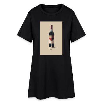 Wein Design minimalistisch läuft Spruch - Frauen T-Shirt-Kleid - Schwarz - Vorne