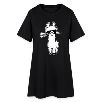 Cooles Lama Alpaka Sonnenbrille Dartpfeil Maul Süß - Frauen T-Shirt-Kleid - Schwarz - Vorne