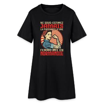 Femme née en Normandie humour fierté normande - Robe T-shirt Femme - noir - Devant