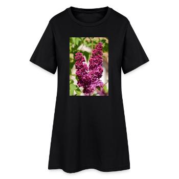 Blooming lilac in spring garden - Women’s T-Shirt Dress - black - Front