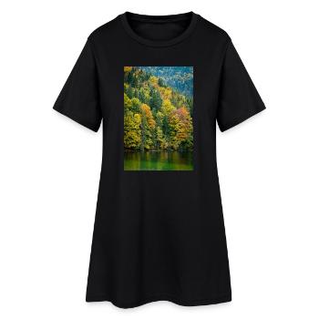 Autumn trees at the Eibsee in Bavaria - Women’s T-Shirt Dress - black - Front