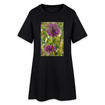 Poireaux ornementaux en violet : fleurs sphériques - Robe T-shirt Femme - noir - Devant
