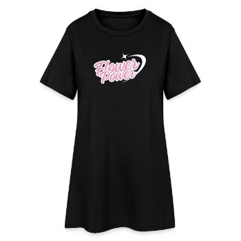 Flower Power - Police rétro en rose avec étoile - Robe T-shirt Femme - noir - Devant