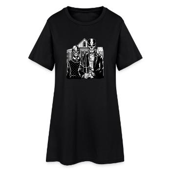 Halloween T-Shirt Design American Skull Gothic - Frauen T-Shirt-Kleid - Schwarz - Vorne