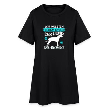 Wir mussten die Kinder weggeben, Hund allergisch - Frauen T-Shirt-Kleid - Schwarz - Vorne