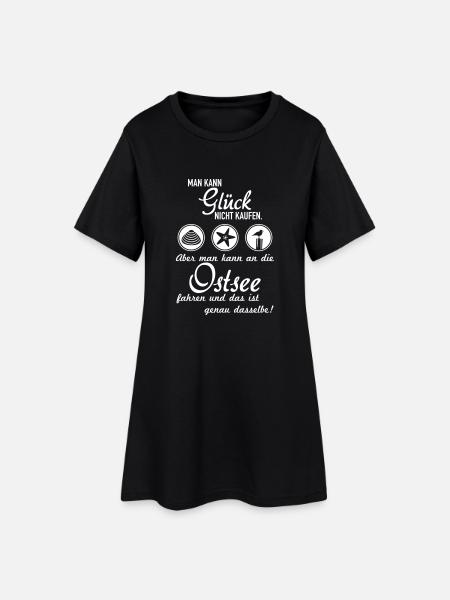 Glück Ostsee - Frauen T-Shirt-Kleid - Schwarz