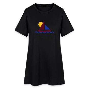 Voilier avec le soleil - Robe T-shirt Femme - noir - Devant