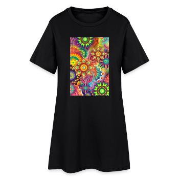 Bunt/Colorful! - Frauen T-Shirt-Kleid - Schwarz - Vorne