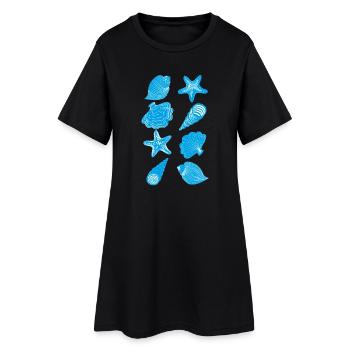 Coquillages et étoiles de mer - Robe T-shirt Femme - noir - Devant