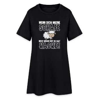Wenn Dich Meine Schafe Nicht Mögen Bist Du Halt.. - Frauen T-Shirt-Kleid - Schwarz - Vorne