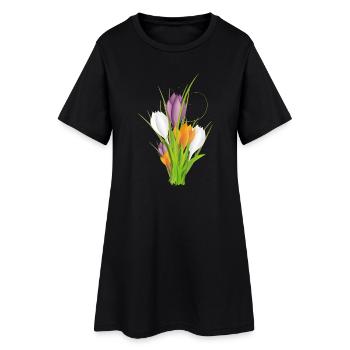 crocus délicats et brillants au printemps - Robe T-shirt Femme - noir - Devant