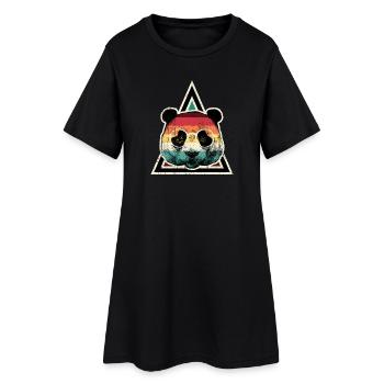 Prisme Panda arc-en-ciel - Robe T-shirt Femme - noir - Devant