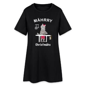 Kultiger Wolf Weihnachtsmütze, MÄHrry Christmähs - Frauen T-Shirt-Kleid - Schwarz - Vorne