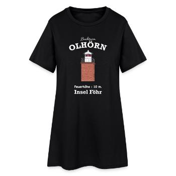 Insel Föhr, Nordsee, kultiger Leuchtturm Olhörn - Frauen T-Shirt-Kleid - Schwarz - Vorne