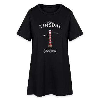 Hamburg Rissen, Leuchtturm Tinsdal - Frauen T-Shirt-Kleid - Schwarz - Vorne