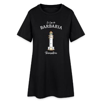 Formentera, Kultiger Leuchtturm Cap de Barbaria, - Frauen T-Shirt-Kleid - Schwarz - Vorne