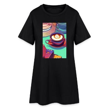 Café, grains de café - Robe T-shirt Femme - noir - Devant