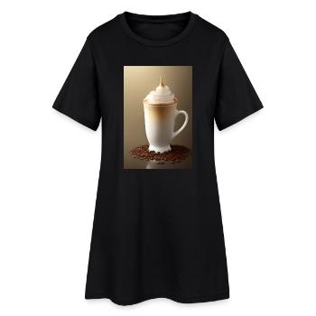 Café, grains de café - Robe T-shirt Femme - noir - Devant