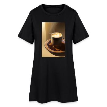 Café, grains de café - Robe T-shirt Femme - noir - Devant