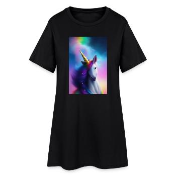 Einhorn - Frauen T-Shirt-Kleid - Schwarz - Vorne