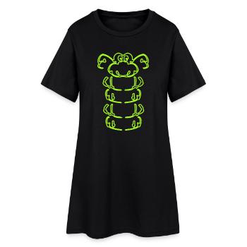 Chenille en vert - Robe T-shirt Femme - noir - Devant