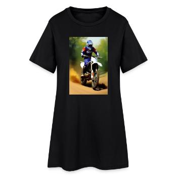 Équitation en motocross - Robe T-shirt Femme - noir - Devant