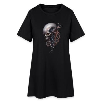T-shirt fantastique avec une colonne vertébrale de crâne extraterrestre Steampunk - Robe T-shirt Femme - noir - Devant