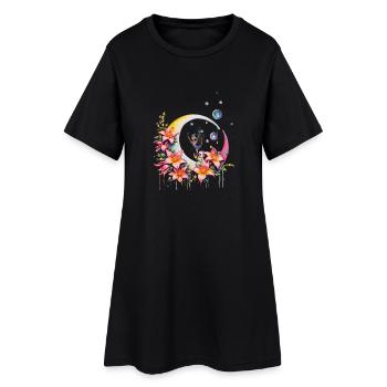 Fée dansant sur la lune - Robe T-shirt Femme - noir - Devant