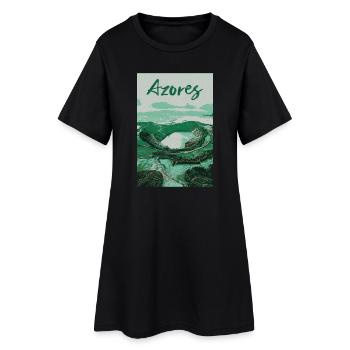 Illustration der Lagunen auf den Azoren, Portugal - Frauen T-Shirt-Kleid - Schwarz - Vorne