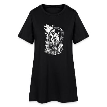 Burning headphones - Women’s T-Shirt Dress - black - Front