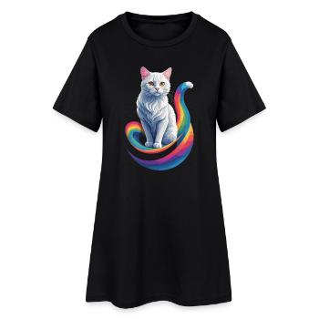 Chat mignon - Robe T-shirt Femme - noir - Devant