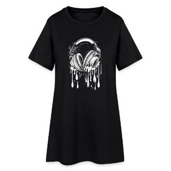 Casque d’écoute avec gouttes - Robe T-shirt Femme - noir - Devant