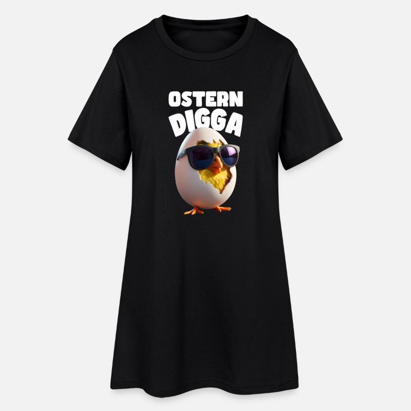 Funny Easter Digga Design with Chick and Egg - Women’s T-Shirt Dress - black