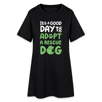 Hund Rettung adoptieren - Frauen T-Shirt-Kleid - Schwarz - Vorne