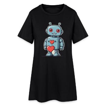 I Love Robots - Frauen T-Shirt-Kleid - Schwarz - Vorne
