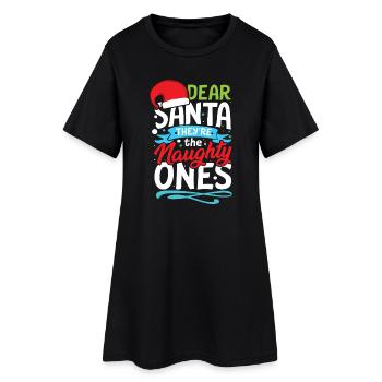 Dear santa they re the naughty ones - Frauen T-Shirt-Kleid - Schwarz - Vorne