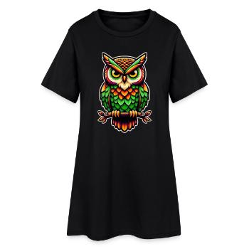 Hibou - Robe T-shirt Femme - noir - Devant