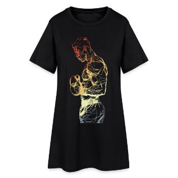 Vintage Boxer - Frauen T-Shirt-Kleid - Schwarz - Vorne