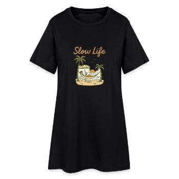 Slow Life Hamac au coucher de soleil - Robe T-shirt Femme - noir - Devant