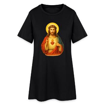 Cœur kitsch de Jésus-Christ | Mon Dieu - Robe T-shirt Femme - noir - Devant