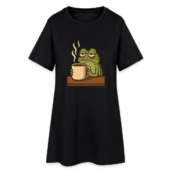 Grenouille au café - Robe T-shirt Femme - noir - Devant