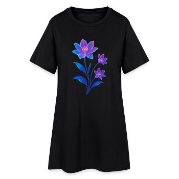 Conception de fleur cosmique luminescente - Robe T-shirt Femme - noir - Devant
