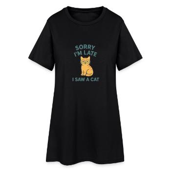 Désolé d’être en retard – j’ai vu un chat - Robe T-shirt Femme - noir - Devant
