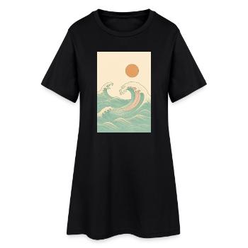 Ein sommerliches Bild am Meer - Frauen T-Shirt-Kleid - Schwarz - Vorne