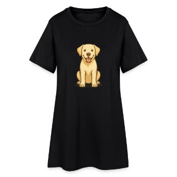 Labrador Love – Treuer Blick, großes Herz - Frauen T-Shirt-Kleid - Schwarz - Vorne
