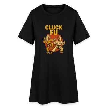 Cluck Fu – Poules Karatéka Drôles en Kimono - Robe T-shirt Femme - noir - Devant