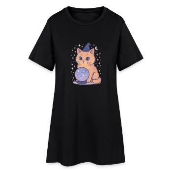 La magie féline dans la sphère spatiale - Robe T-shirt Femme - noir - Devant